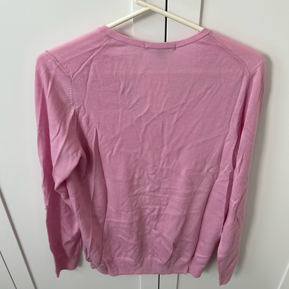 Pink V-Neck Women's Sweater 100% wool - Picture 4 of 8